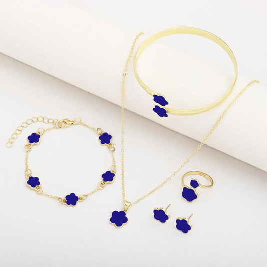 Blue Flower Resin Jewelry Set for Women