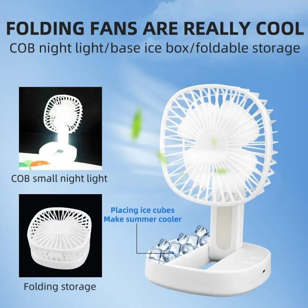 Portable White Desk Fan with Ice Cube Cooling Feature