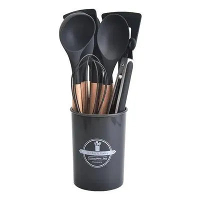 16 Pcs Silicone Cooking Spoons Set Black