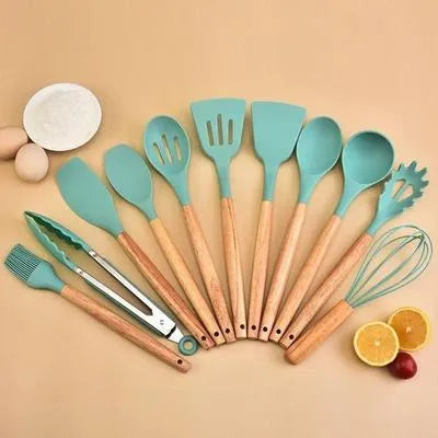 16 Pcs Silicone Cooking Spoons Set Black