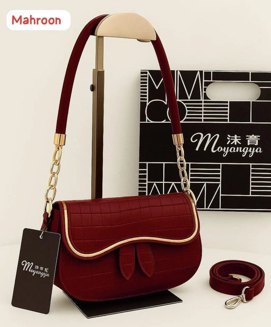Women's Leather Plain Shoulder Bag