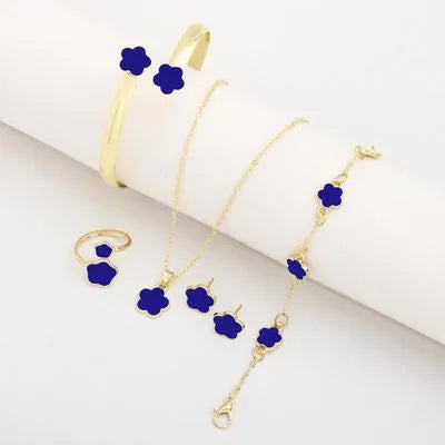 Blue Flower Resin Jewelry Set for Women