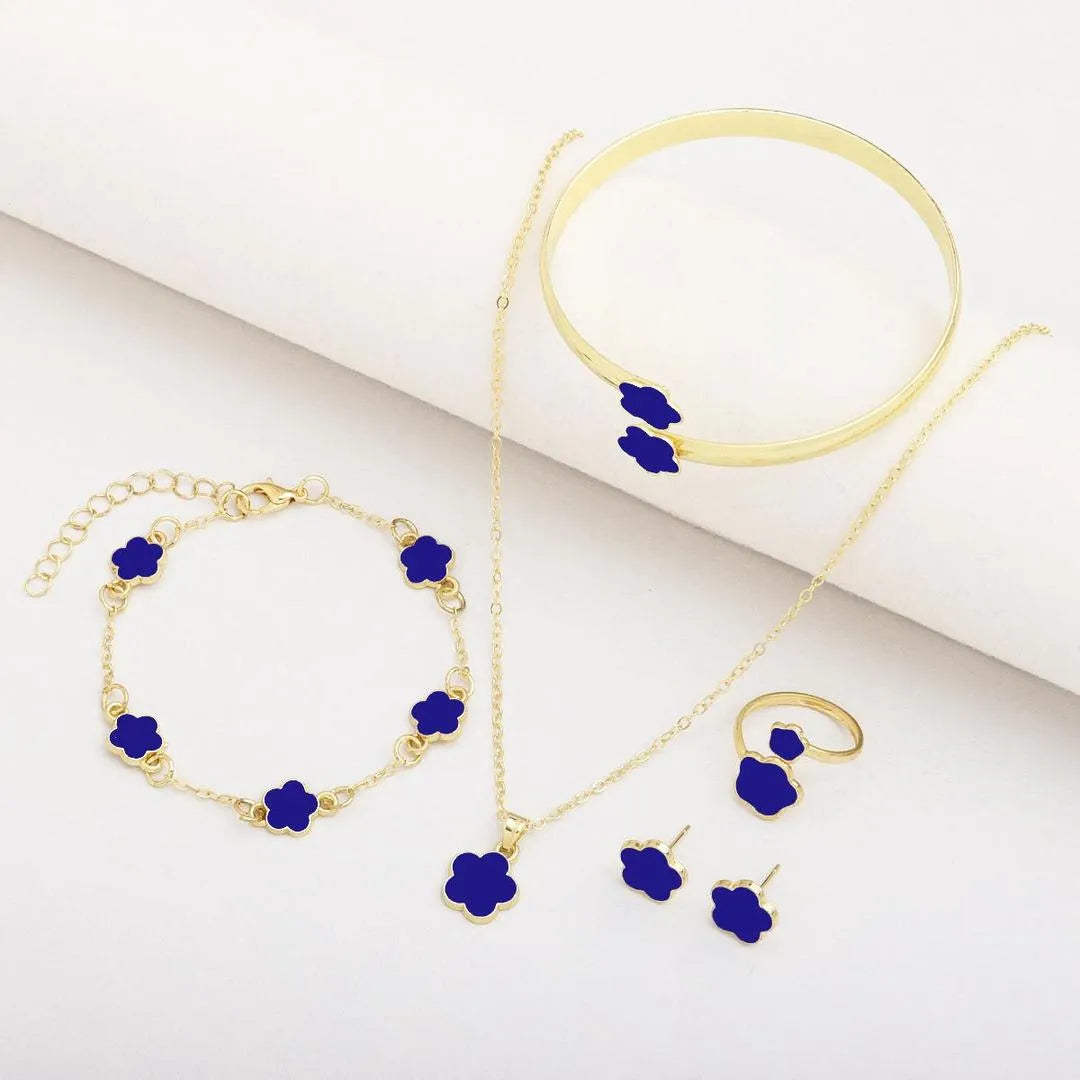 Blue Flower Resin Jewelry Set for Women