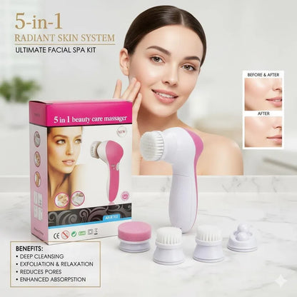 5 in 1 Electric Facial Cleansing Brush – Beauty Care Massager & Skin Care Kit