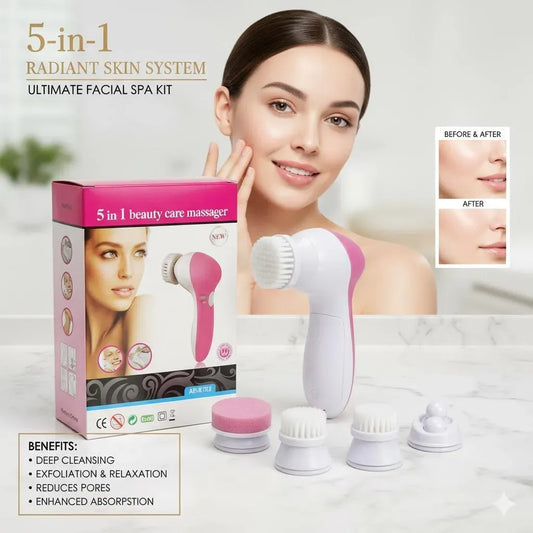 5 in 1 Electric Facial Cleansing Brush – Beauty Care Massager & Skin Care Kit