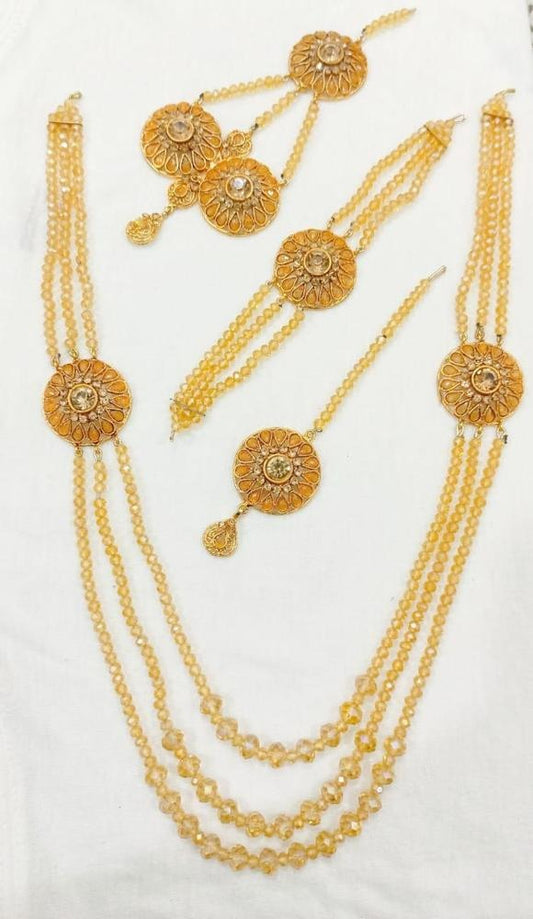 Elegant Gold-Plated Jewellery Set – Necklace, Earrings & Bracelet Set for Women