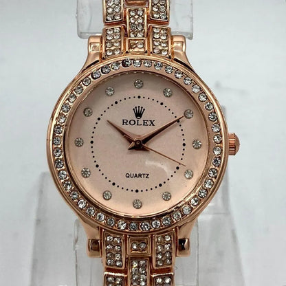 Elegant Rose Gold Crystal Women's Watch – Luxury Style Quartz Watch
