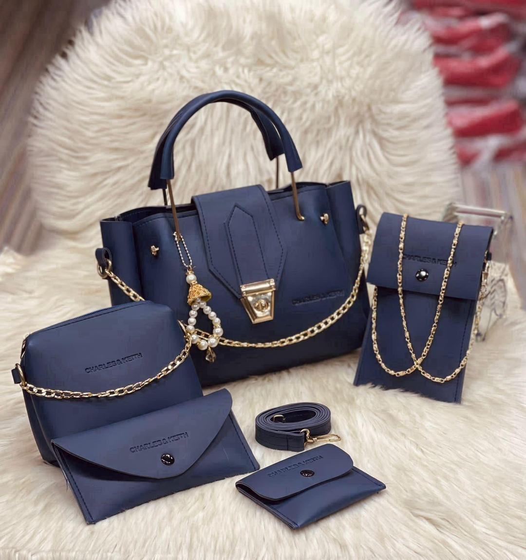 Stylish Girl's 5-Piece Leather Bag Set