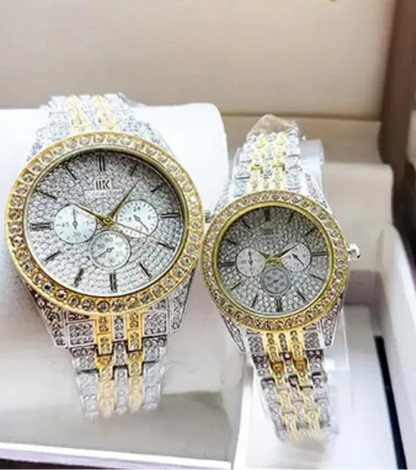Golden Silver Unisex Couple Watches Stainless Steel Chain