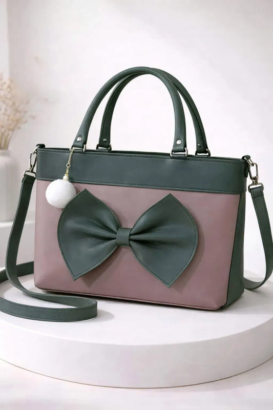 Stylish Blue Bow Shoulder Bag with Long Belt
