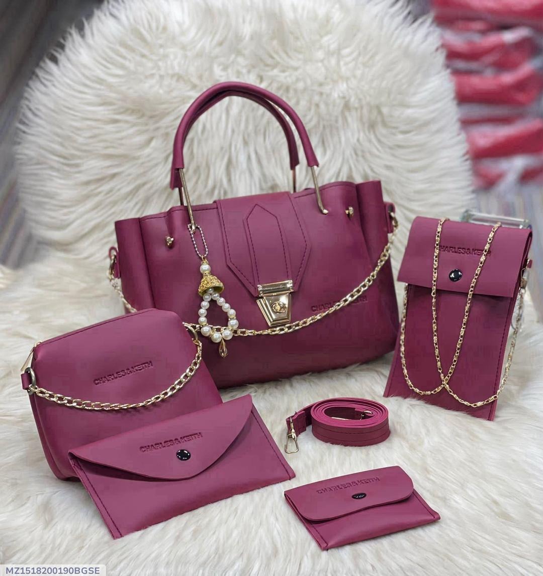 Stylish Girl's 5-Piece Leather Bag Set