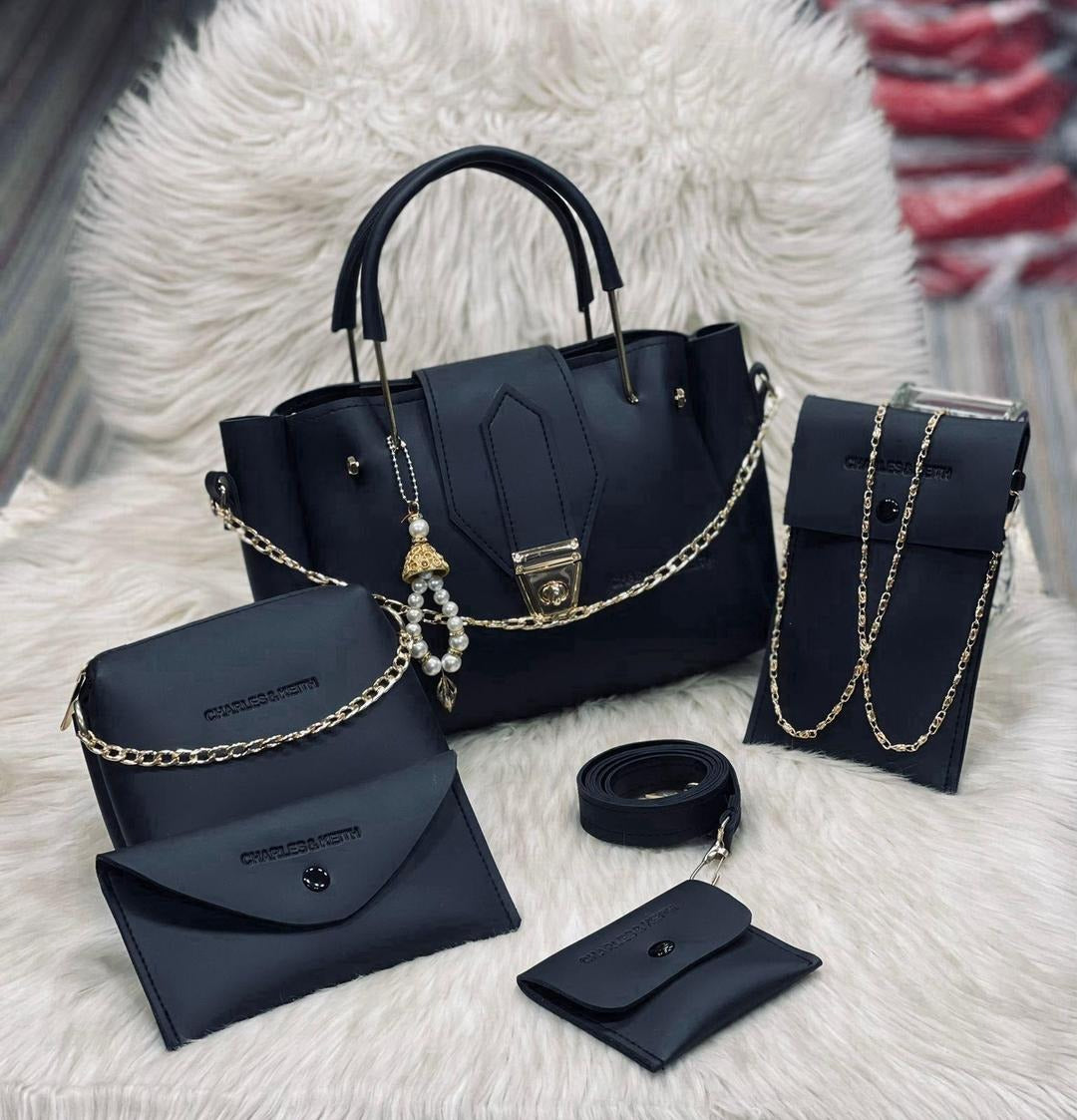 Stylish Girl's 5-Piece Leather Bag Set