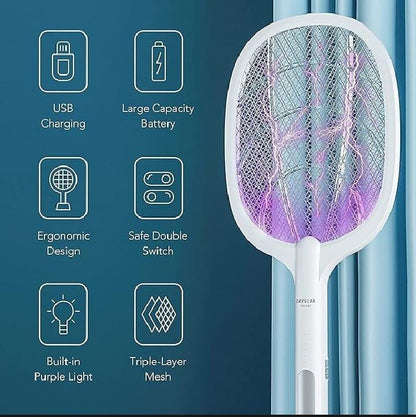 Electric Mosquito Swatter White ABS Anti-Itch Night Light